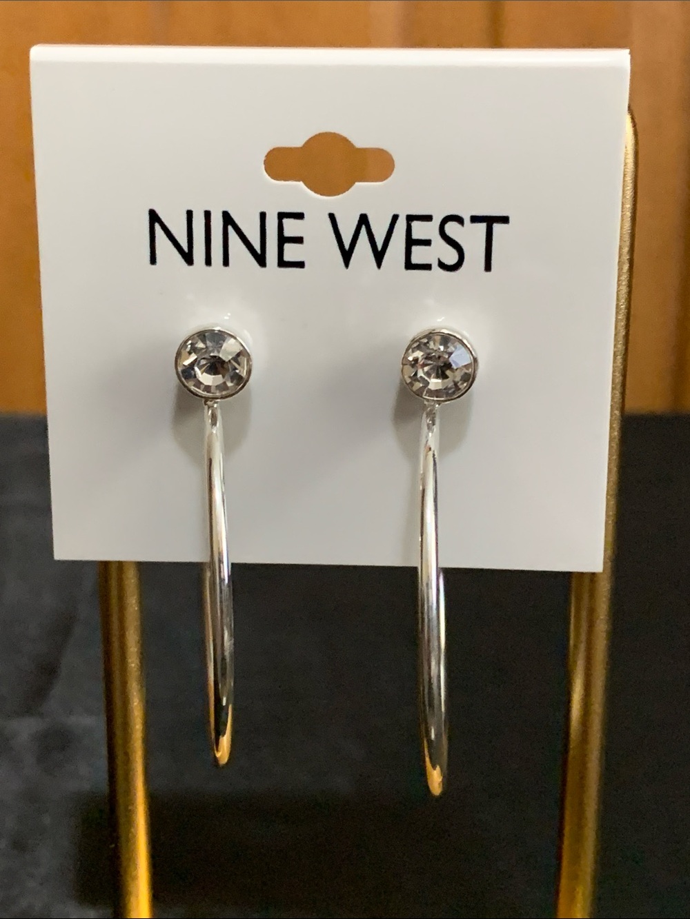 NWT Nine West silver tone clear stone earrings